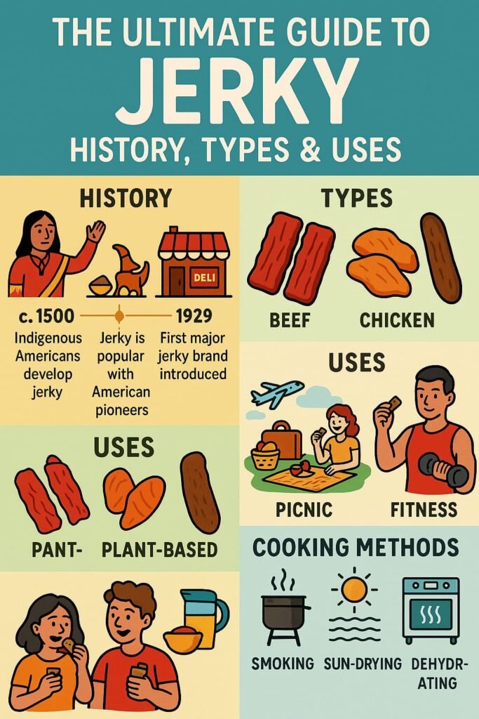 This is the circular logo of Kochin Jerky Company, featuring a stylized red bull’s head in the center. The logo includes concentric rings with the company name and the phrases “Smoked - Sun Dried - Savoury” surrounding the bull’s head design in bold white text on a black background. The entire badge is set within a red jagged border resembling a seal or stamp, and the background is solid black